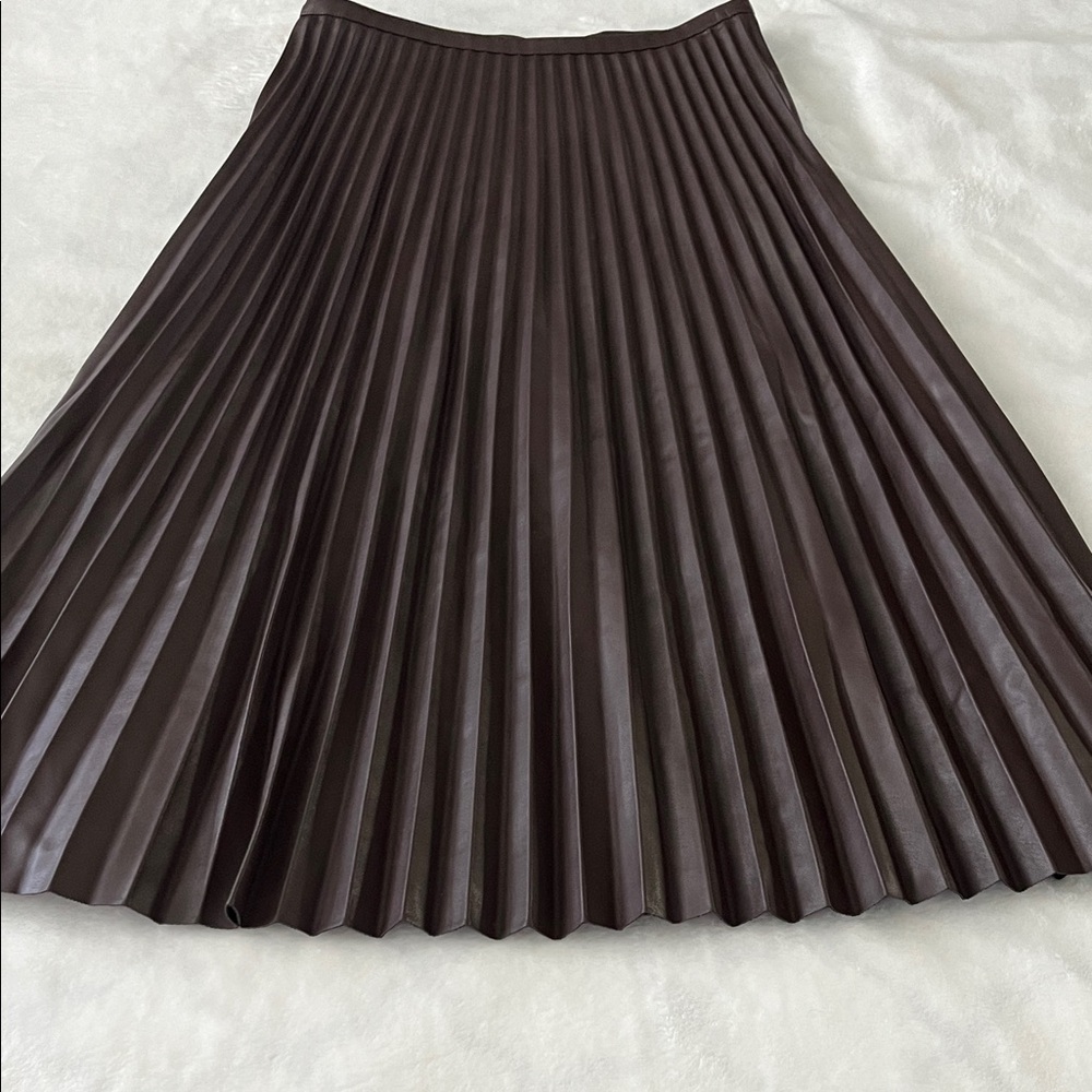 Banana Republic Pleated Midi Skirt in Dark Brown